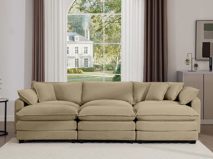 Oversized Modular Cushion Sofa With Ottoman, Low Back, Deep Seating Sofa Set