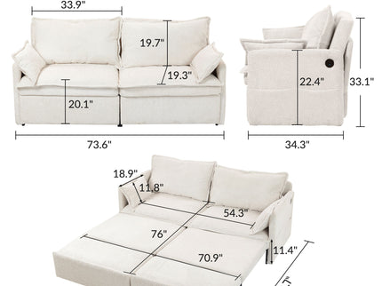 Pull Out Sofa Bed, Convertible Sleeper Sofa Couch, Side Storage, And USB / C - Type Charging Ports Chair