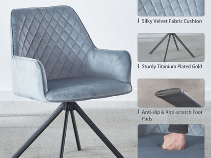 Modern Desk Chair No Wheel, Ergonomic Office Chair Home Office Upholstered Chair, Computer Chair For Bedroom, Reception Room, Living Room With Metal Legs - Blue