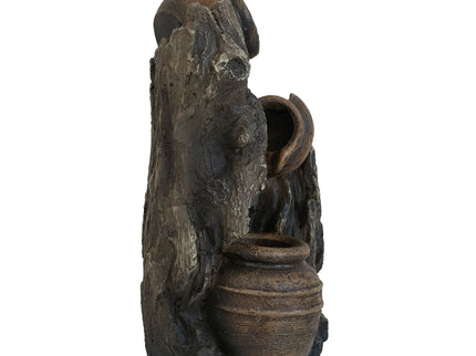 Decorative 3 Tier Water Fountain With Pot Design - Brown