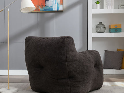 Soft Teddy Fabric Tufted Foam Bean Bag Chair With Teddy Fabric