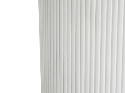 Handmade Side Table With Ribbed Design For Indoor And Outdoor Use - White