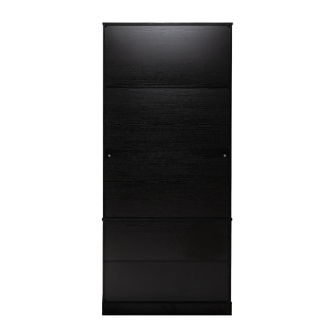 Fluted Kitchen Pantry Cabinet With 2 Large Drawers & 8 Door Spice Rack Freestanding Storage Organizer - Black