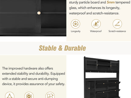 On Trend Multifunctional Tipping Bucket Shoe Cabinet With Storage Shelf & 6 Flip Drawers