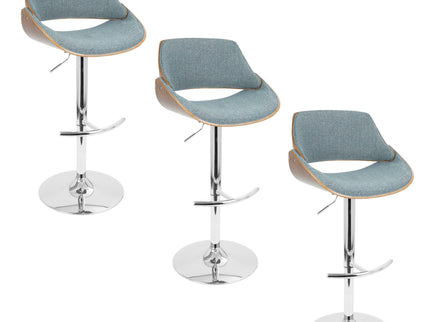Fabrizzi - Mid Century Modern Adjustable Barstool With Swivel With Rounded T Footrest (Set of 3)