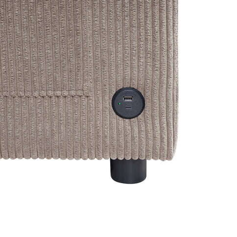 Sleeper Sofa With Foldable Mattress, USB Ports, Side Table & Storage Pocket