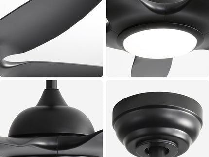 Ceiling Fan With Dimmable LED Light And Remote Control, 5 Blades DC Motor - Black