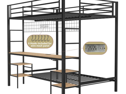 Ethan - Bunk Bed With Desk, Charging Station, Storage Shelves