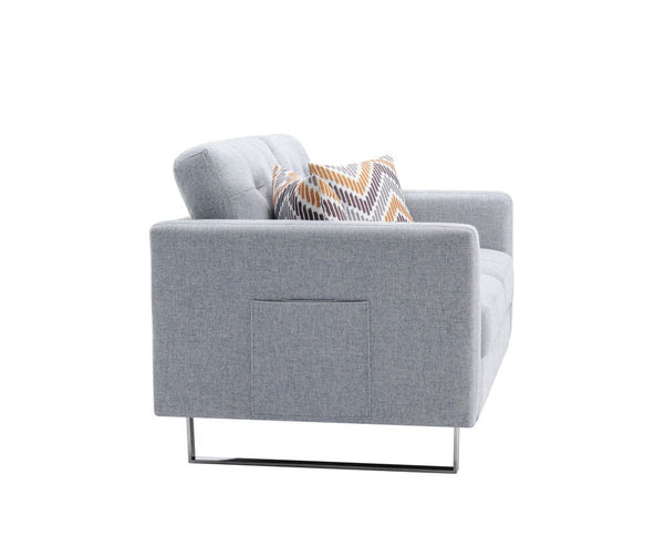 Victoria - Fabric Loveseat With Metal Legs, Side Pockets, And Pillows