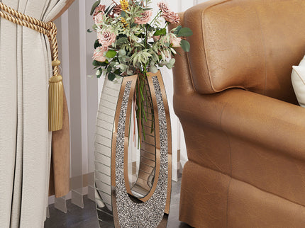 U - Shaped Floor Vase With Shattered Diamond Mirror Surface