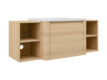 Wall Mounted Bathroom Vanity With Sink, Storage Shelves & Soft Close Door