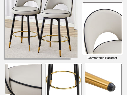 Modern Upholstered 360° Rotatable Bar Chair With Metal Legs For Dining Room (Set of 2)