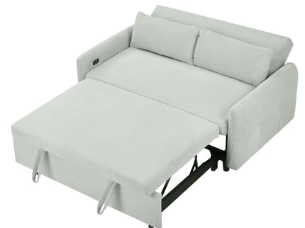 Pull-Out 2 Seat Modern Sleeper Sofa With 2 Throw Pillows And USB Ports