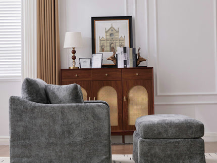 Accent Chair With Ottoman, Includes 2 Bolster Pillows
