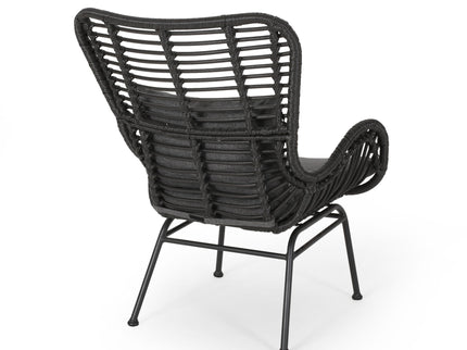 Modern Aesthetic Outdoor Rattan Accent Chair With Metal Legs