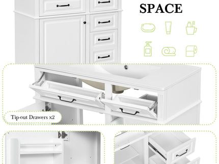 Modern Bathroom Vanity With Sink Top, Flip Drawer Design
