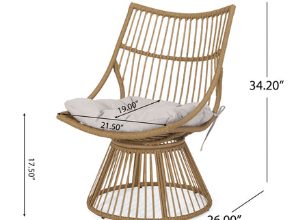 2 Piece Rattan Patio Set With Club Chair And Side Table - Beige / Light Brown