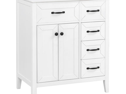 Bathroom Vanity With Sink, Freestanding Design, Soft Close Doors & Drawers - White