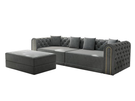 3-In-1 Convertible Sleeper Sofa With Movable Ottoman For Living Room