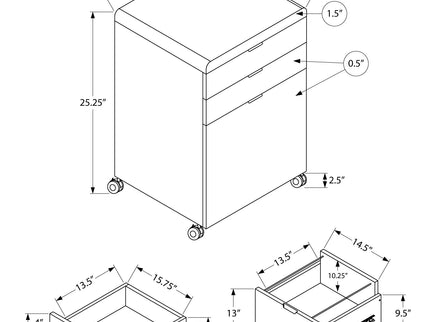 File Cabinet, Rolling Mobile, Storage Drawers, Printer Stand, Office, Work, Glossy Contemporary, Modern - White