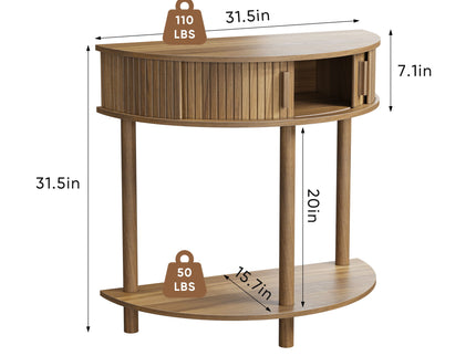 Half Moon Console Table For Living Room - Walnut