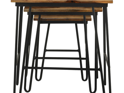 3 Piece Nesting Table With Hairpin Legs - Brown
