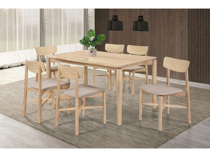 Svenstra - Rectangular Dining Table Set With Armless Side Chairs, Wood, Natural Walnut, 59 X 35.5 X 30 Inches