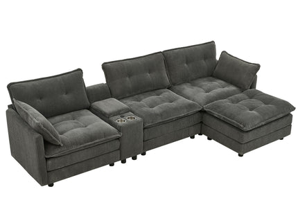 Oversized Modular Sectional Sofa With Multi Functional Console