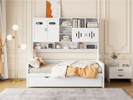 Daybed With All-In-One Cabinet And Shelf