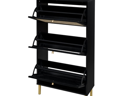 Modern Rattan 3 Door Shoe Rack Cabinet For Entryway
