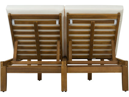 Adjustable Outdoor Patio Lounge Chair 2 Seater Recliner - Beige / Natural