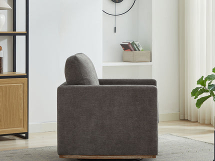 Modern Square Upholstered Swivel Accent Chair With Metal Base