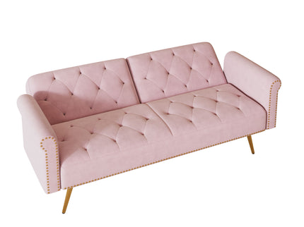 Luxurious Sofa Bed With Nail Head Trim And Matching Pillow