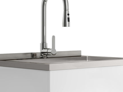 Shaker - Modern Wide, Laundry Cabinet With Faucet And Stainless Steel Sink