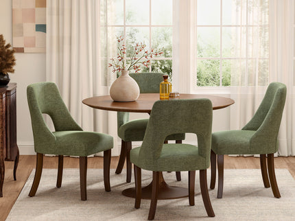 Upholstered Dining Chair With Curved Legs (Set of 2) - Green