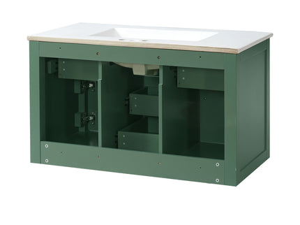 Wall Mounted Bathroom Cabinet With Sink, Multiple Drawers And Doors - Green