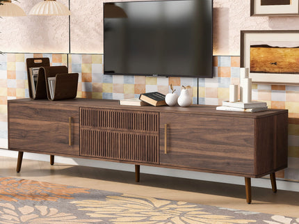 TV Stand With 2 Drawers, Media Console Table For TVs Up To 80'' For Living Room - Walnut