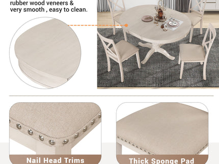 Modern Dining Table Set For 4, Round Table And 4 Kitchen Room Chairs, 5 Piece Kitchen Table Set For Dining Room, Dinette, Breakfast Nook