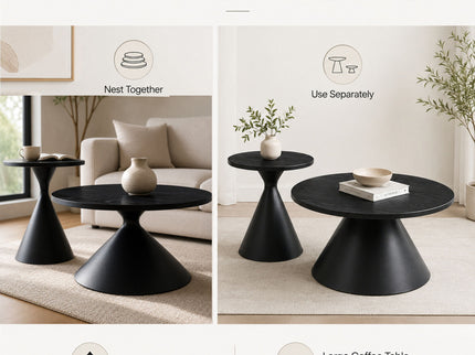 2 Piece Coffee Round Table Set