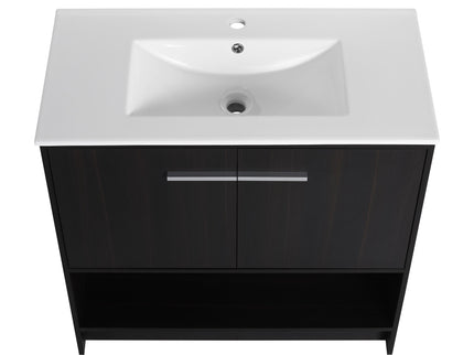 Modern Bathroom Vanity With Ceramic Sink, Freestanding Cabinet, Soft Closing Doors