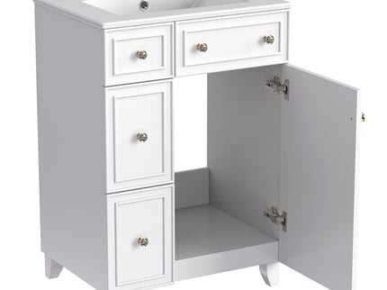 Transitional Style Bathroom Vanity Cabinet With Ceramic Sink