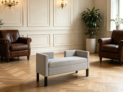 Upholstered Ottoman With 2 Bolster Pillows For Living Room - Gray