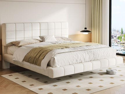 Floating Bed With Light, Soft Touch Surface