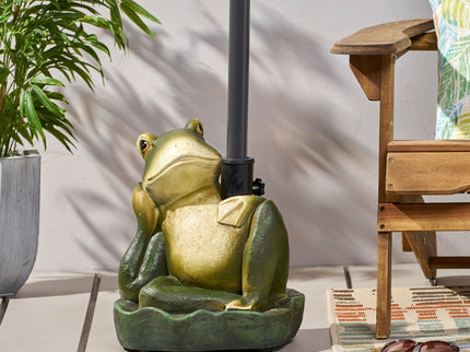 Charming Frog Prince Umbrella Base With Concrete Design - Green