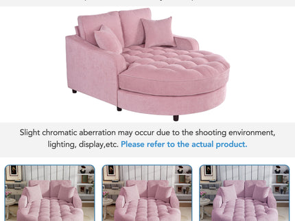 Modern Chaise Lounge Upholstered Sofa Couch With Tufted Seat And Detachable Pillows For Living Room