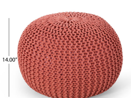 Bordeaux - Knitted Round Pouf Ottoman, Floor Cushion