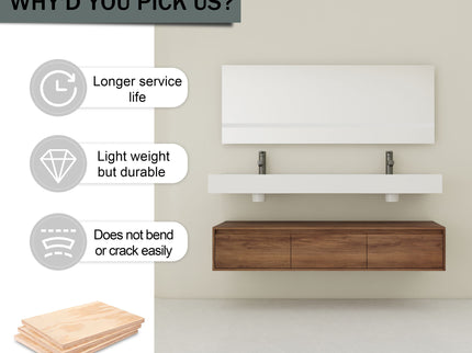 Contemporary Wall Mounted Bathroom Vanity With Dual Resin Sink And Soft Close Drawer