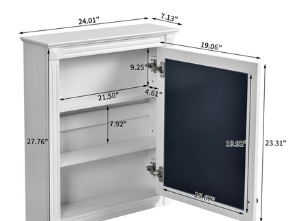 Wall Mounted Bathroom Storage Cabinet With Mirror, Medicine Cabinet With Height Adjustable Shelf