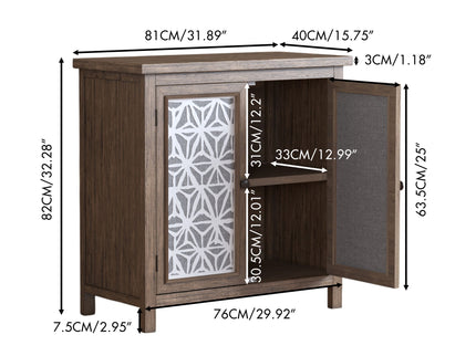 Storage Cabinet, Organizer - Brown Antique White