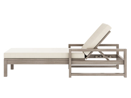 Outdoor Lounge Chairs, 5 Position Chaise Lounge With Adjustable Backrest (Set of 2) - Gray